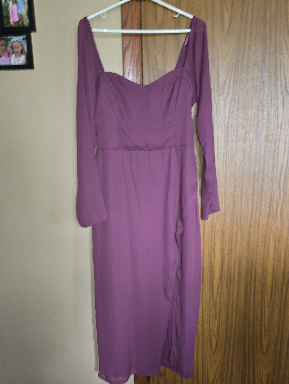 Abercrombie & Fitch Mauve Long-Sleeve Midi Dress